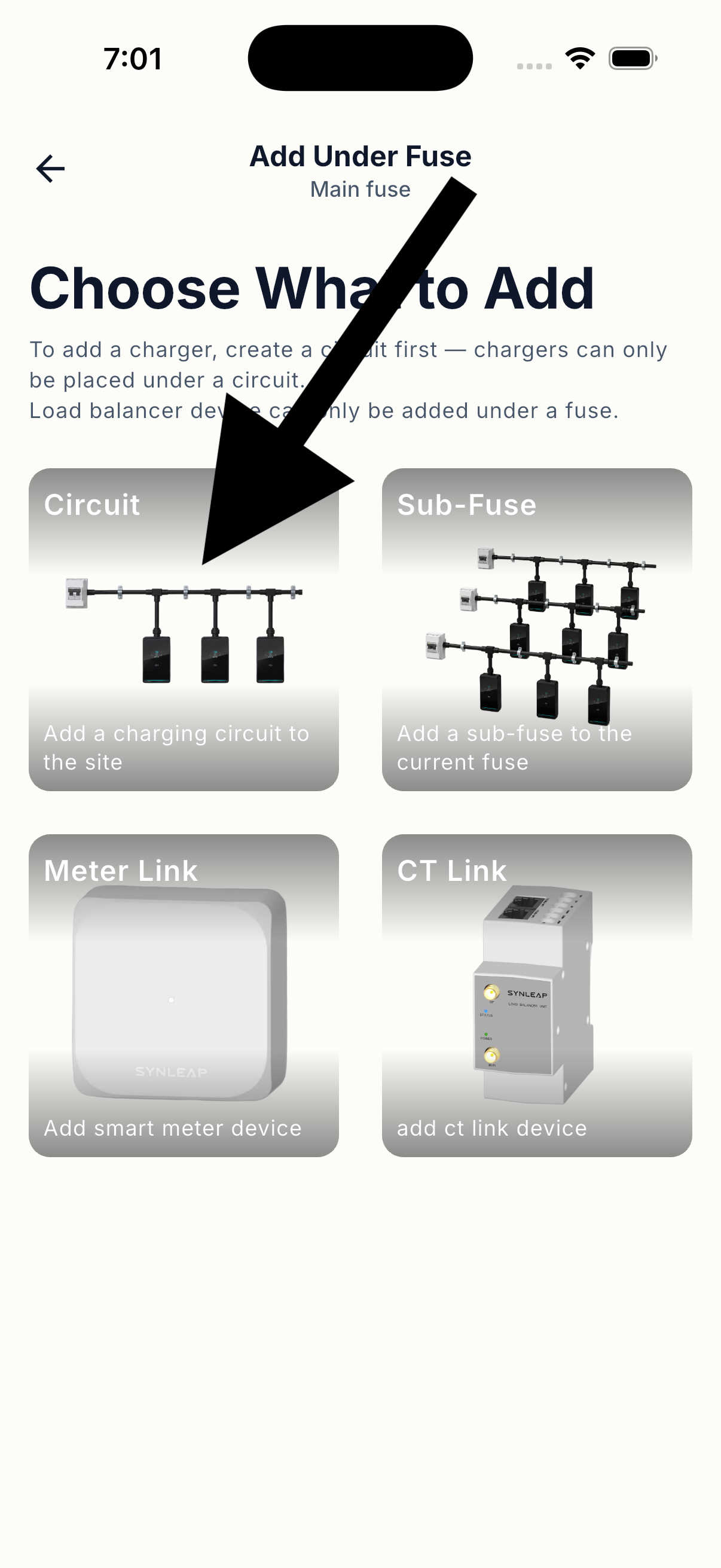 Select Circuit from the item types