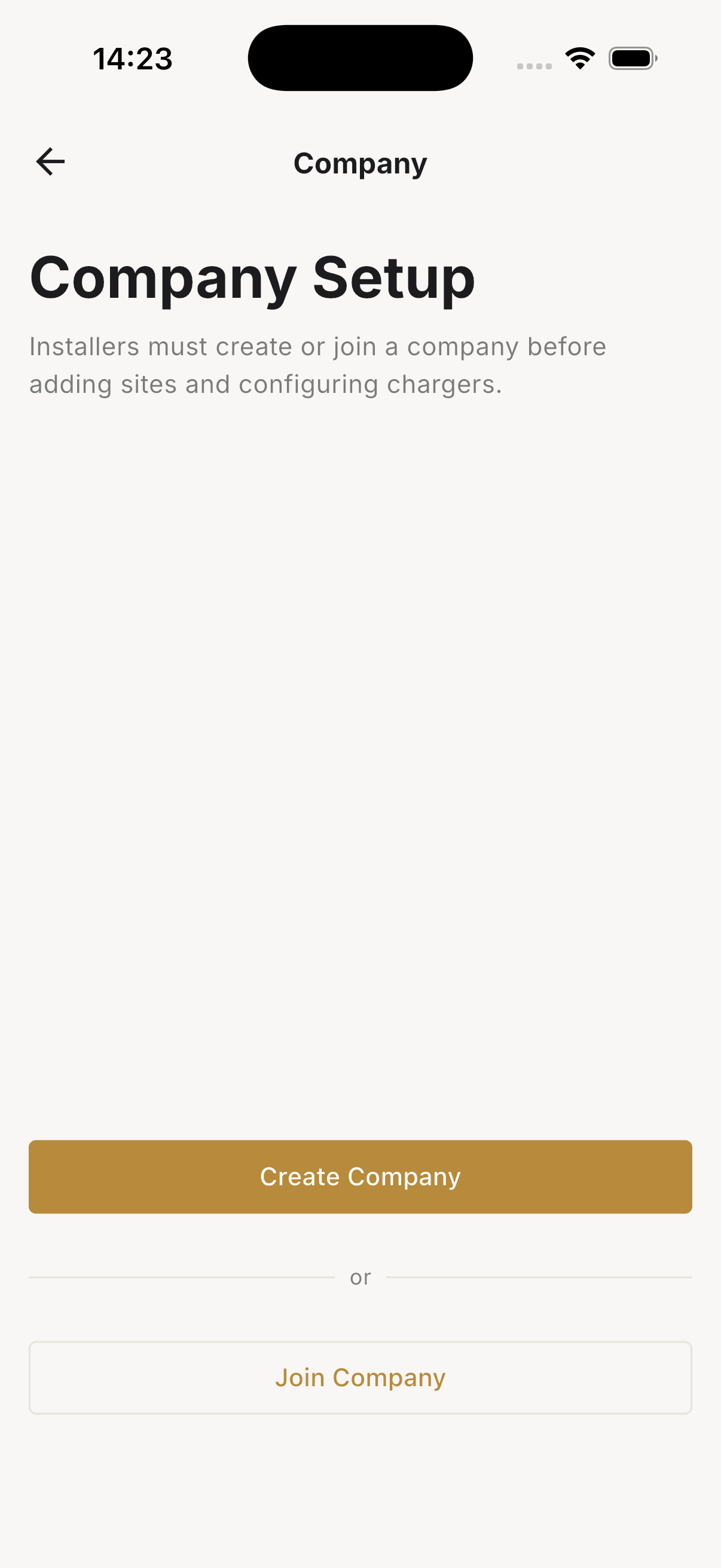 Start company setup in the Synleap app
