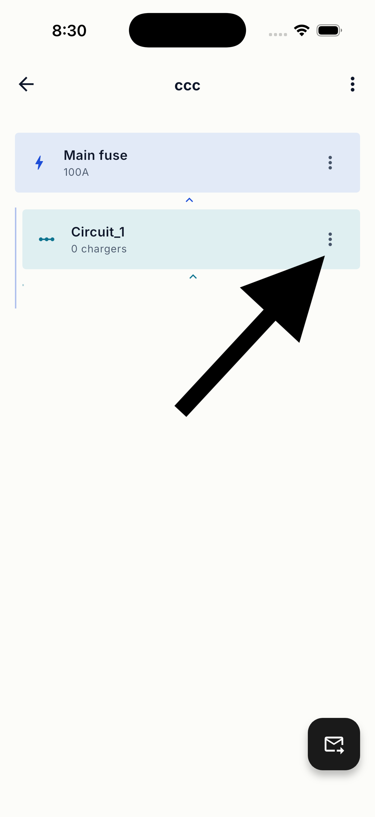 Open the dedicated charger circuit menu