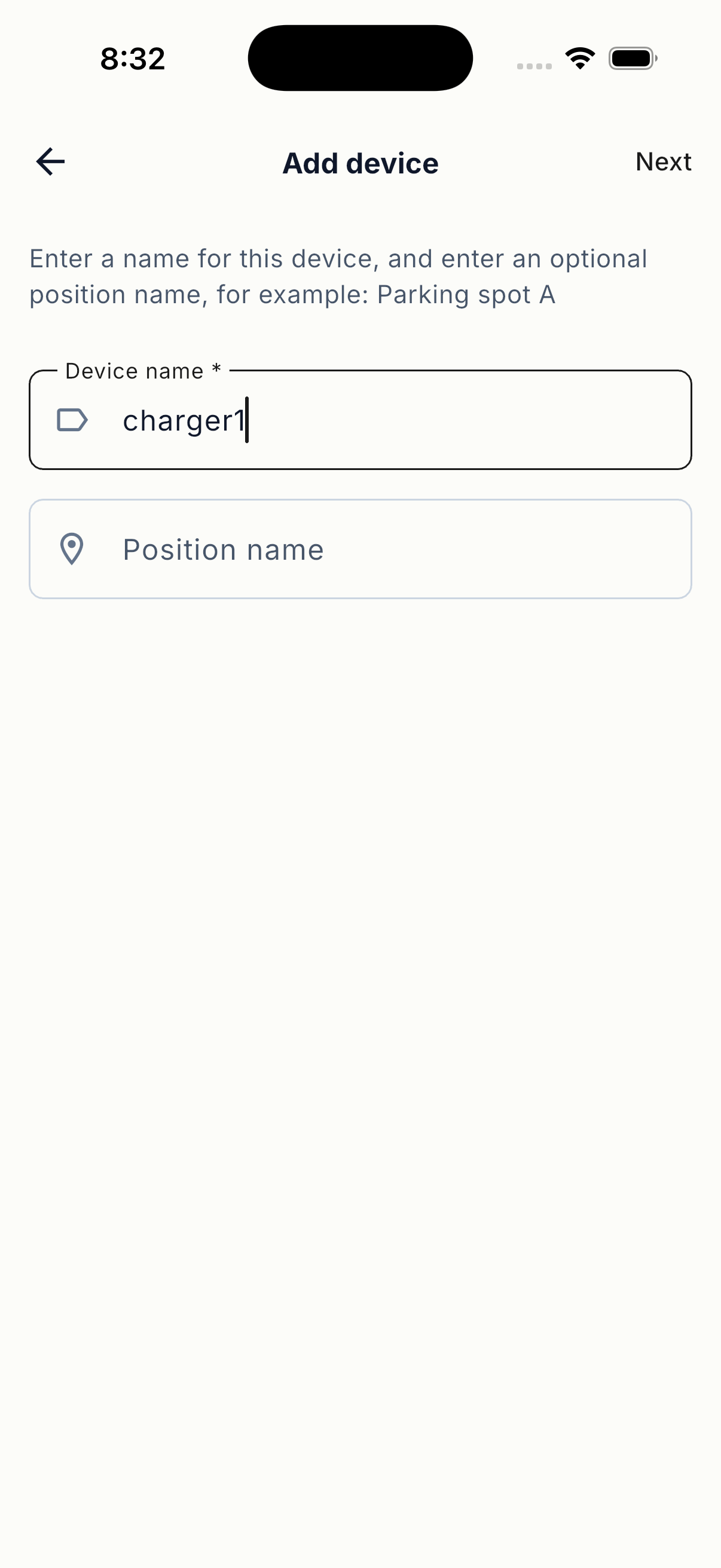Enter a name for the charging station