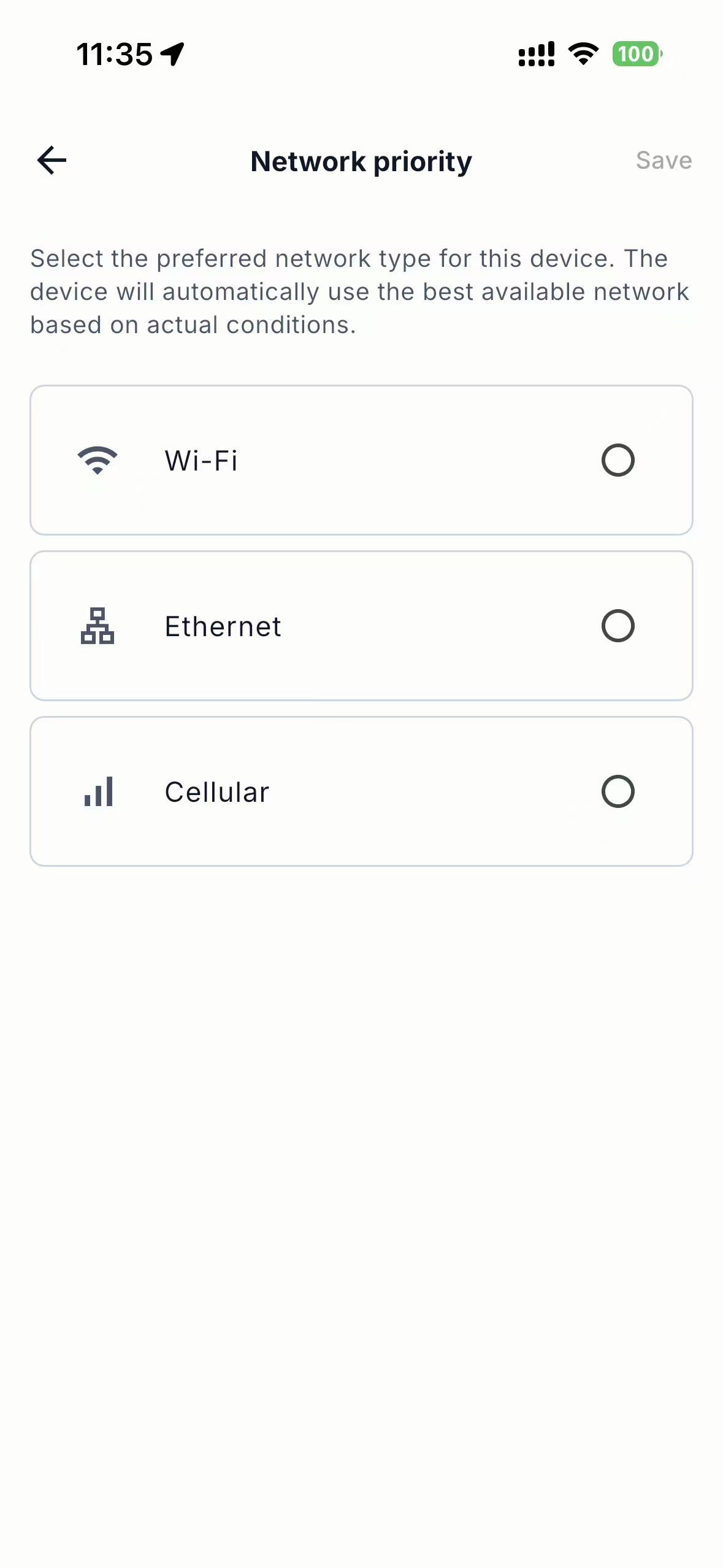Select the preferred charging station network priority