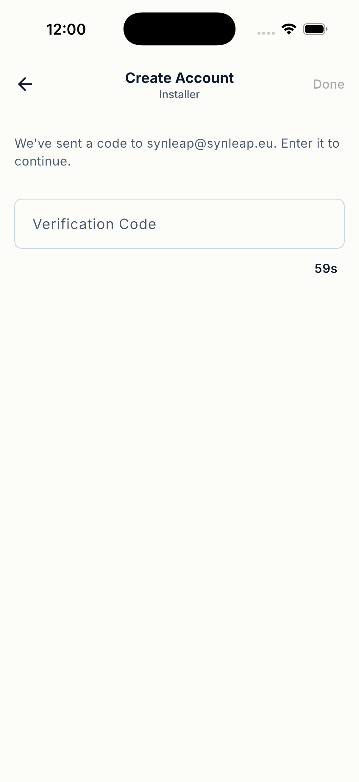 Verify the Synleap account with an email code