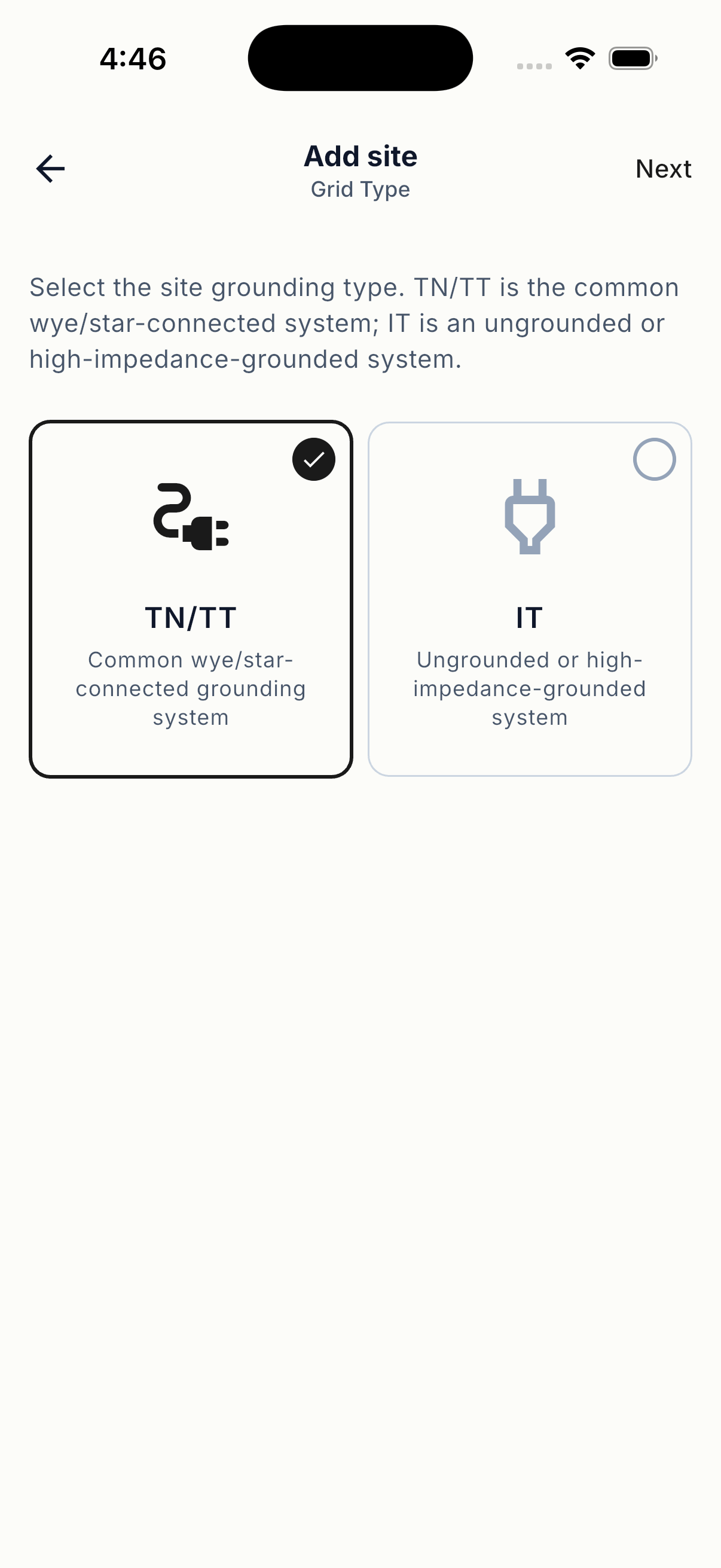 Select the site grid type