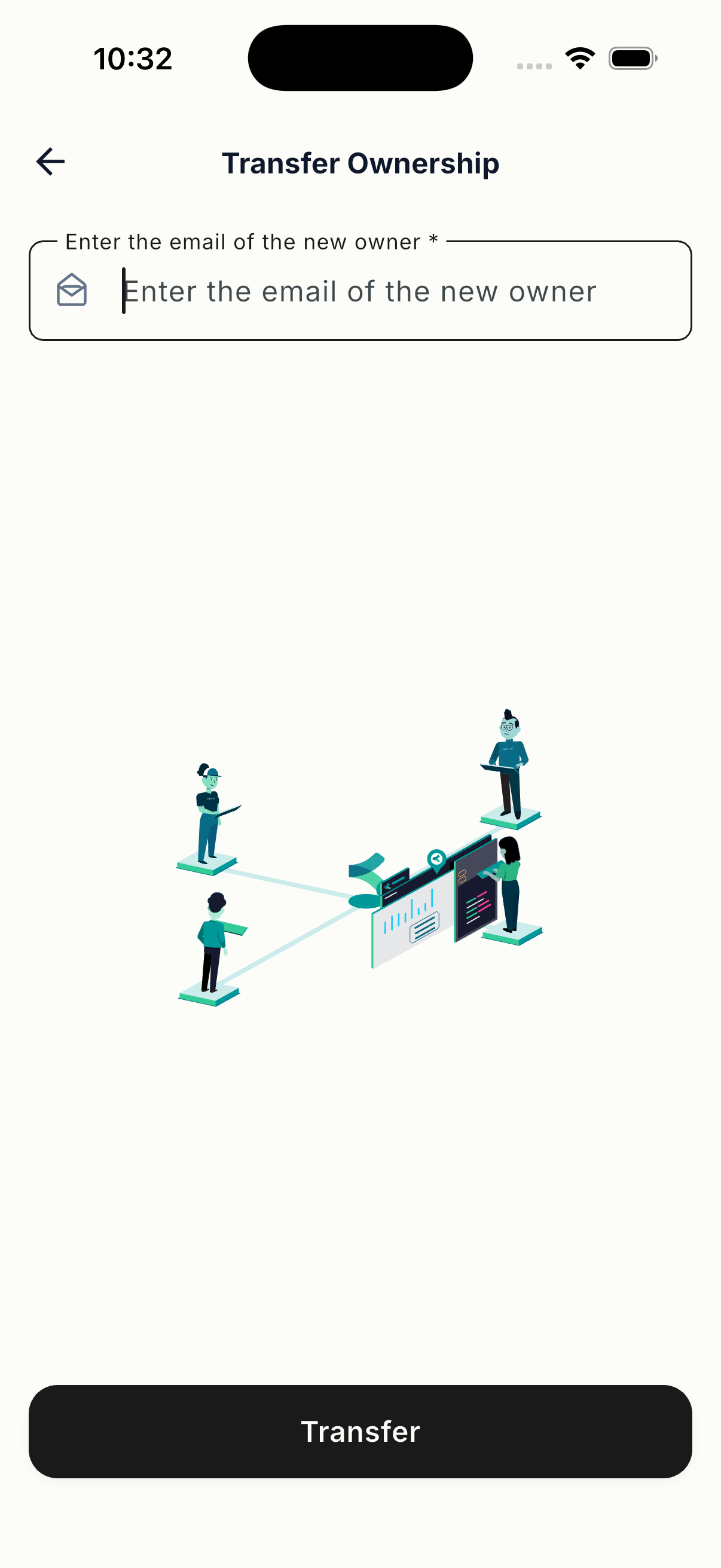 Enter the new site owner's email address